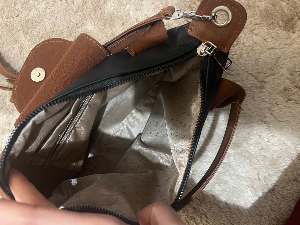 Kahverengi Tokalı Siyah Deri Kadın Çanta - Görsel 3