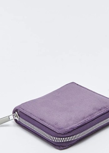 Mor Kadın Kadife Fermuarlı Cüzdan - Görsel 2