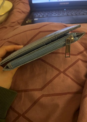 Mavi Yılan Desenli Deri Kadın Cüzdanı - Görsel 7