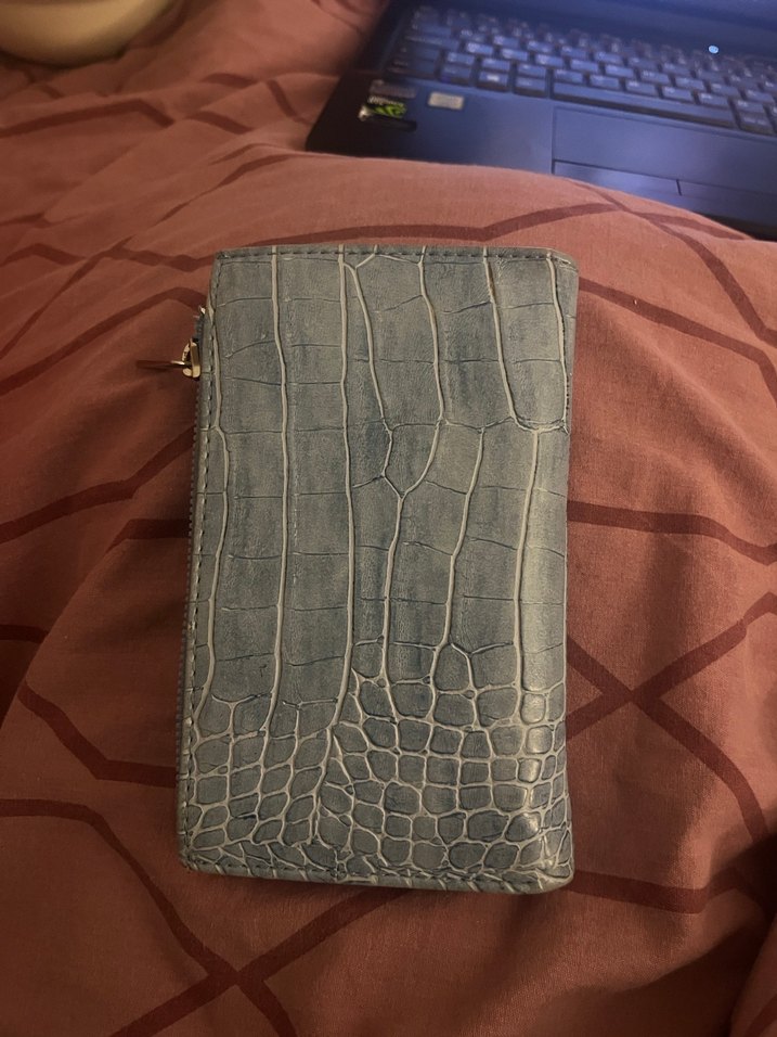 Mavi Yılan Desenli Deri Kadın Cüzdanı - Görsel 3