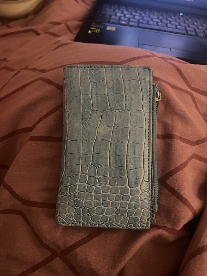 Mavi Yılan Desenli Deri Kadın Cüzdanı - Görsel 4