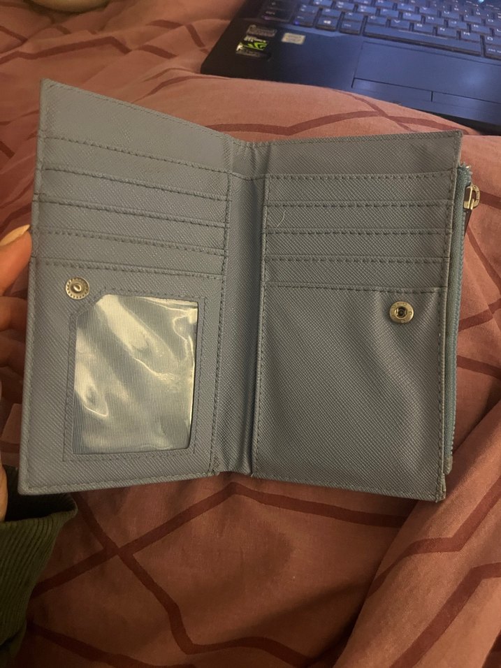 Mavi Yılan Desenli Deri Kadın Cüzdanı - Görsel 5