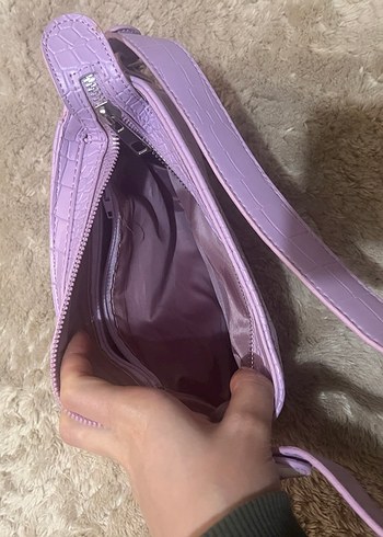 Mor Lila Deri Kadın Omuz Çantası - Görsel 3