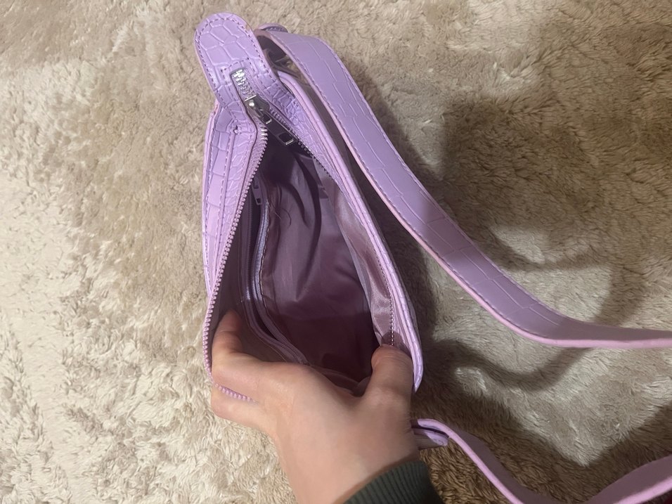 Mor Lila Deri Kadın Omuz Çantası - Görsel 3