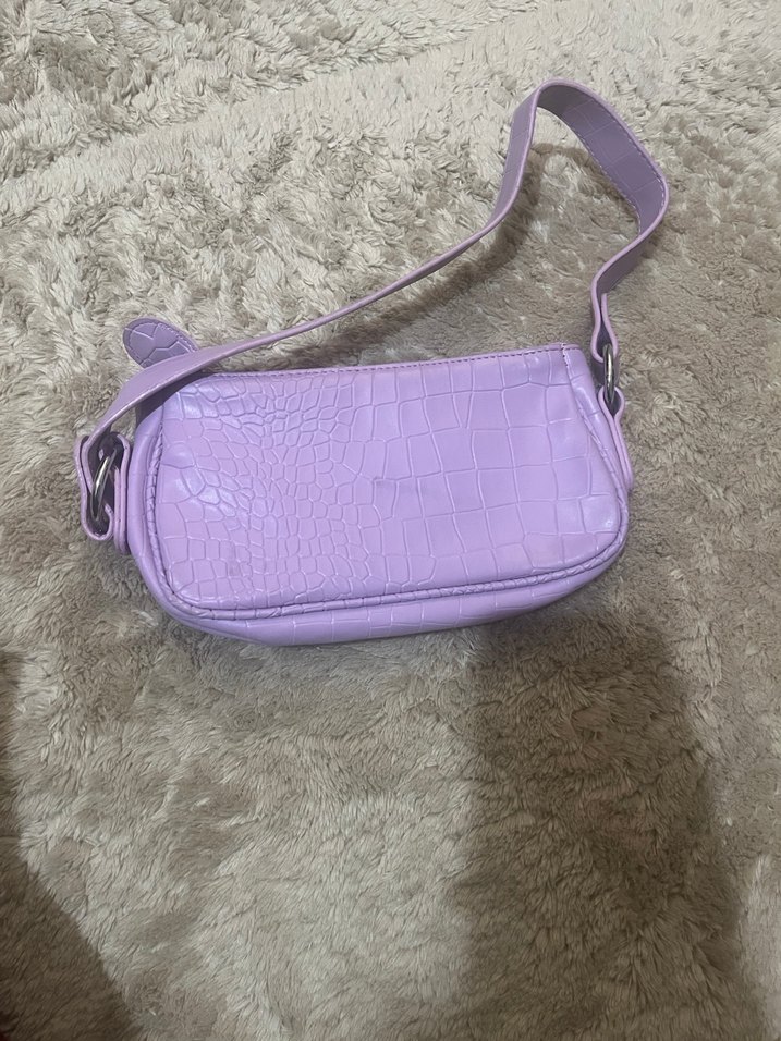 Mor Lila Deri Kadın Omuz Çantası - Görsel 2