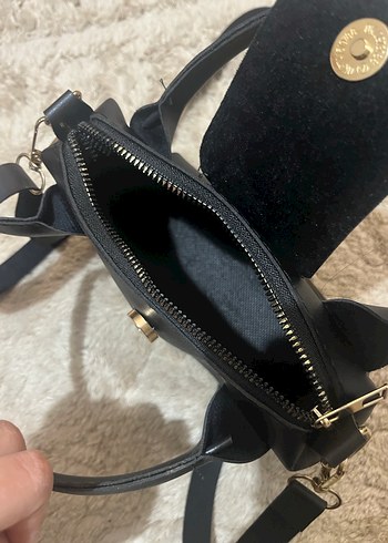 Siyah Deri Tokalı Kadın Çanta - Görsel 3