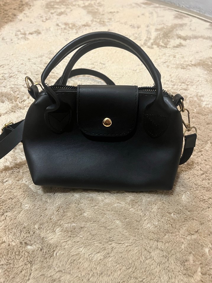 Siyah Deri Tokalı Kadın Çanta - Görsel 2