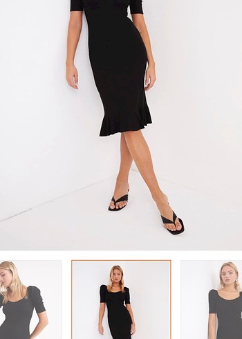 Kadın Siyah Midi Fırfırlı Elbise - Görsel 2