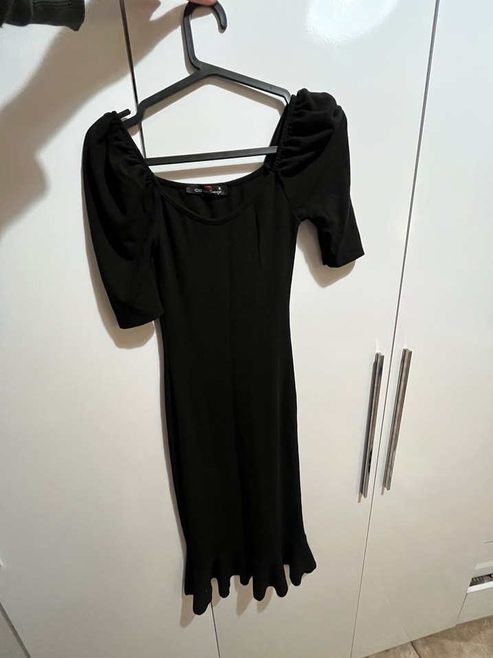 Kadın Siyah Midi Fırfırlı Elbise - Görsel 4