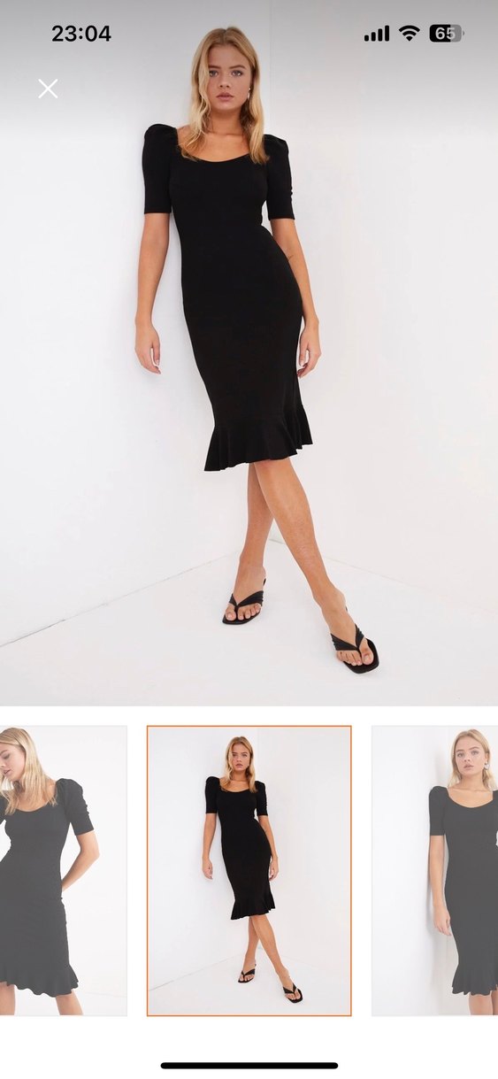 Kadın Siyah Midi Fırfırlı Elbise - Görsel 2