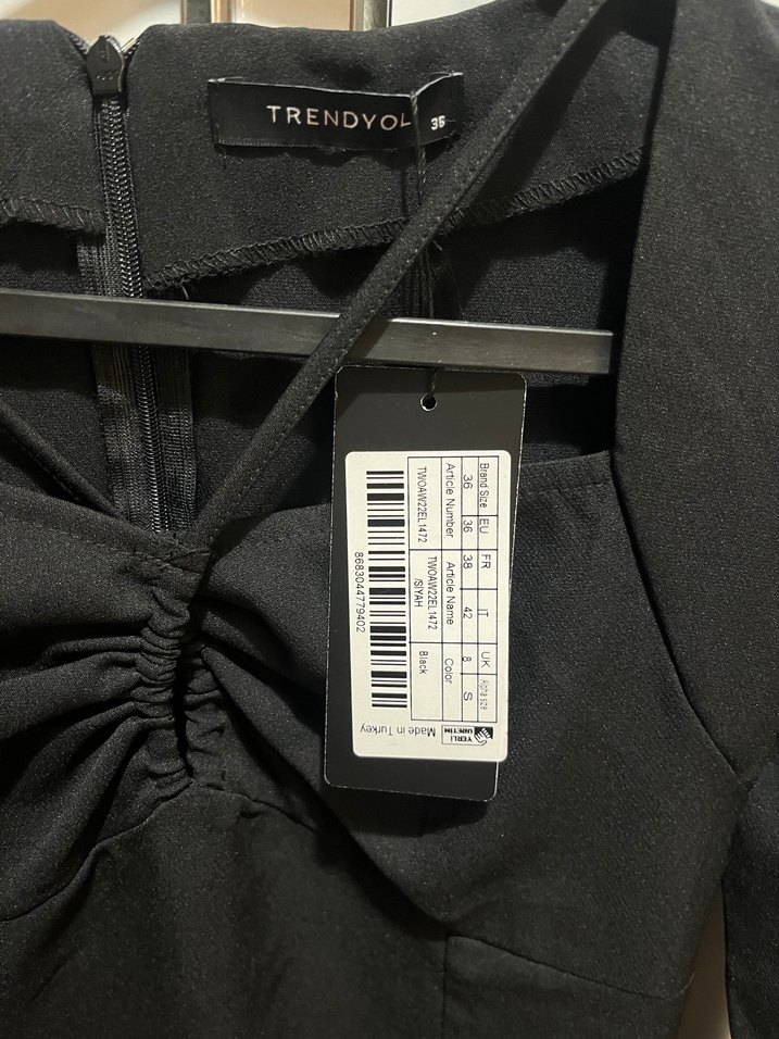 Siyah Yakalı Midi Kalem Elbise - Görsel 3