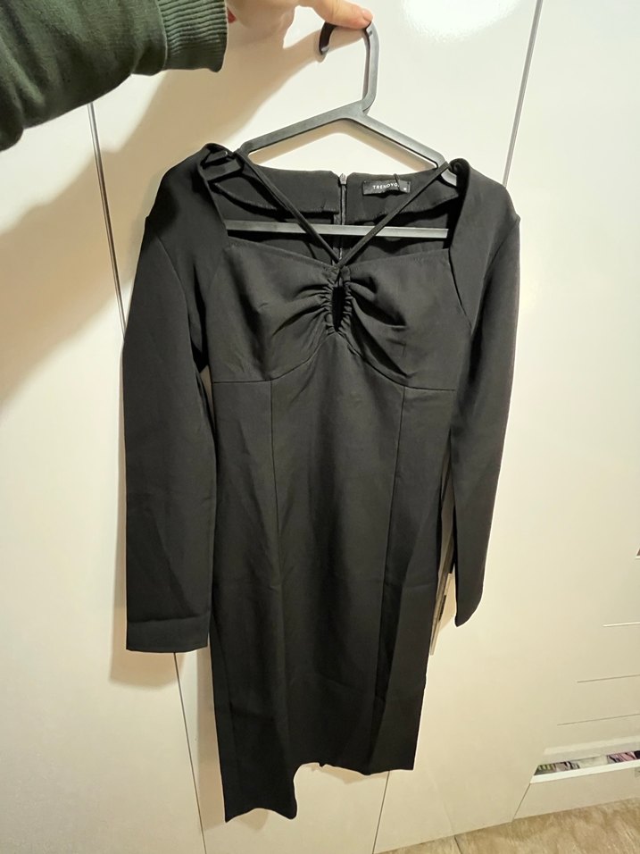 Siyah Yakalı Midi Kalem Elbise - Görsel 2