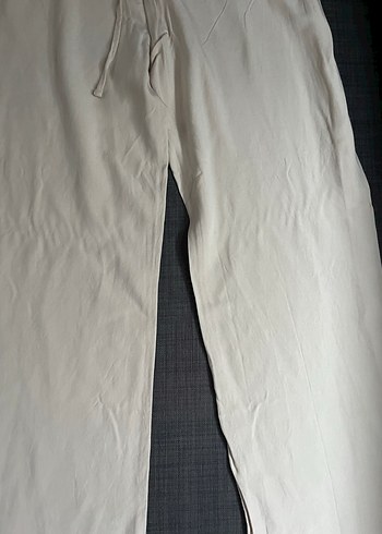 Pull and Bear Kadın Beyaz Keten Salaş Pantolon