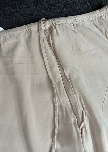 l Beden beyaz Renk Kadın Beyaz Keten Salaş Pantolon