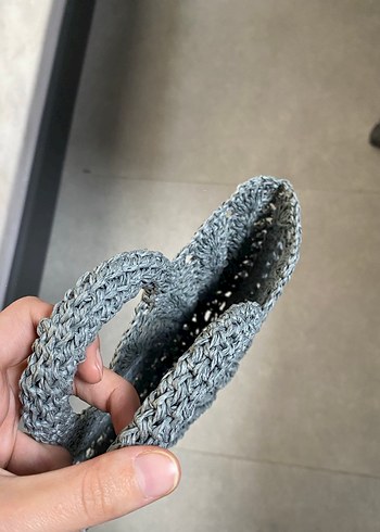 Gri Örgü Kadın Çanta - Görsel 2