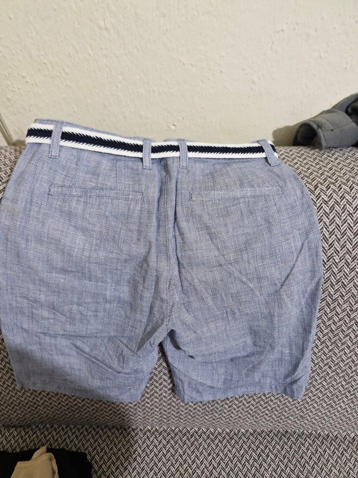 Erkek Gri Kot Kemerli Mini Şort - Görsel 4