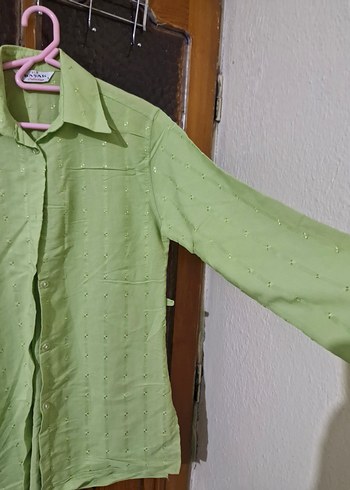 Düğmeli Yeşil Uzun Kollu Kadın Tunik - Görsel 3