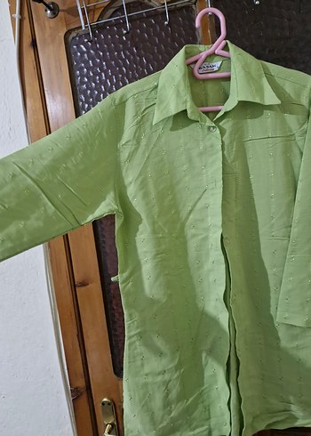 Düğmeli Yeşil Uzun Kollu Kadın Tunik - Görsel 2