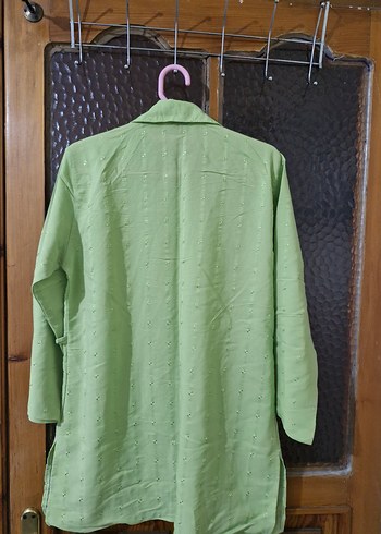 Düğmeli Yeşil Uzun Kollu Kadın Tunik - Görsel 4