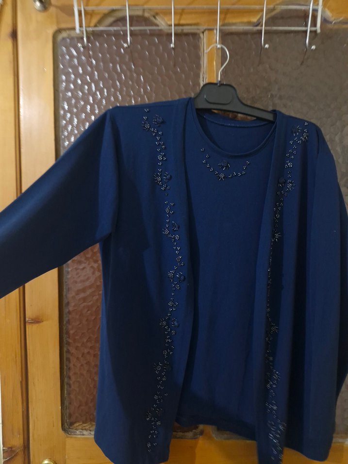 Boncuk İşlemeli Kadın Lacivert İkili Takım - Görsel 3