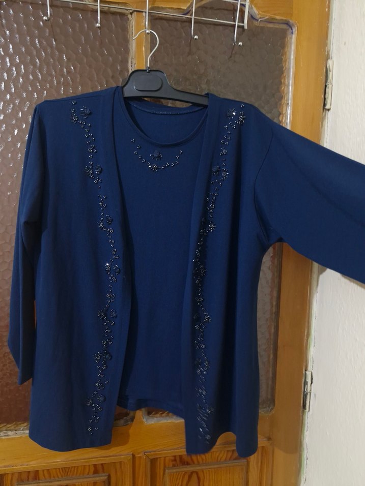 Boncuk İşlemeli Kadın Lacivert İkili Takım - Görsel 2