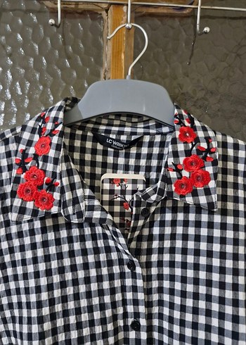 Gri Kareli Uzun Kollu gomlek tunik - Görsel 3