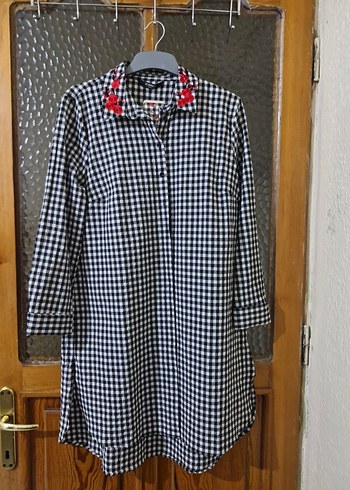 Gri Kareli Uzun Kollu gomlek tunik - Görsel 2