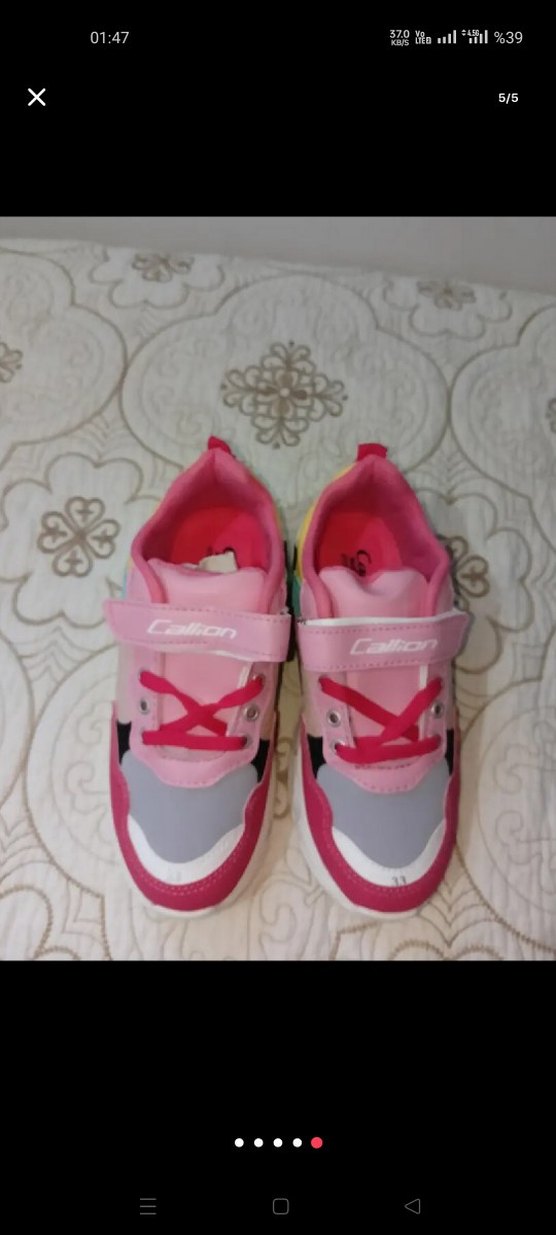 Renkli Kız Çocuk Spor Ayakkabı Velcro - Görsel 4