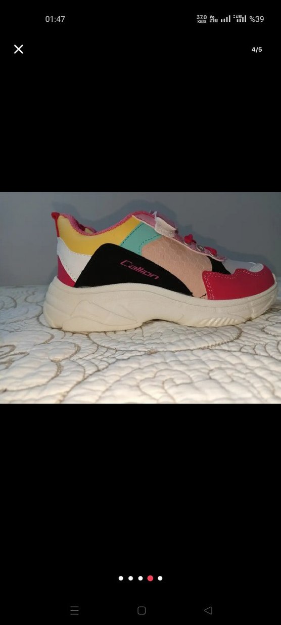 Renkli Kız Çocuk Spor Ayakkabı Velcro - Görsel 3