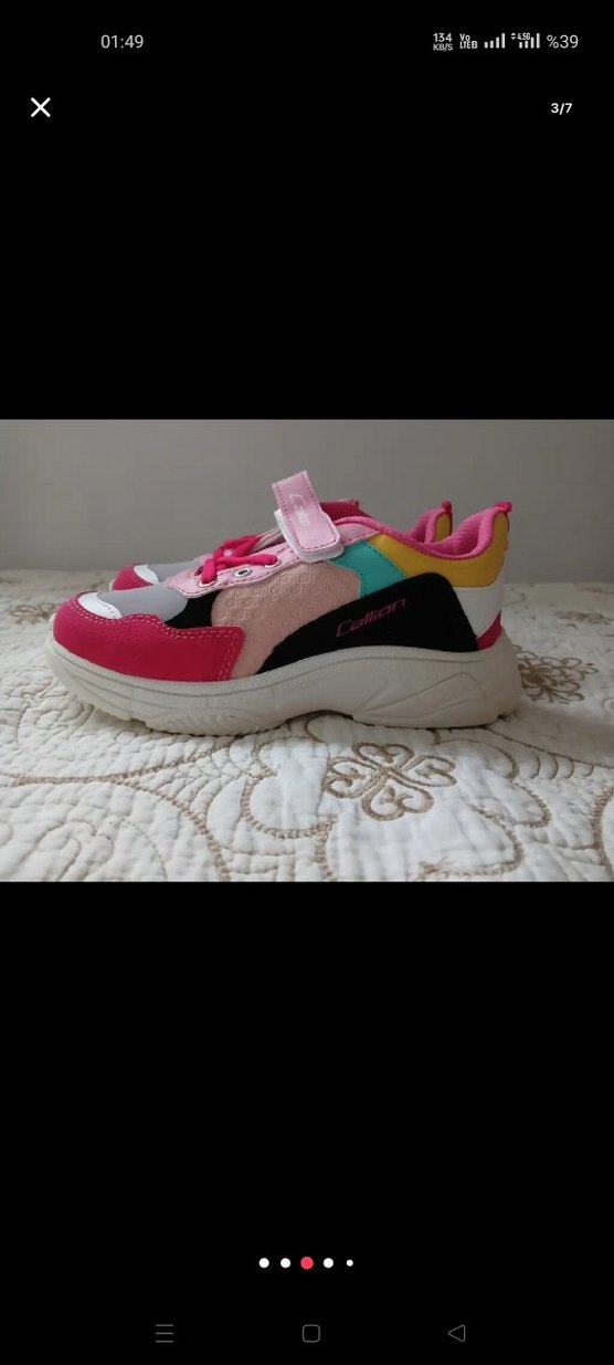 Renkli Kız Çocuk Spor Ayakkabı Velcro - Görsel 3