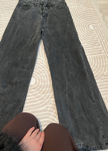 Gri Bol Kesim Kadın Kot Pantolon - Görsel 5