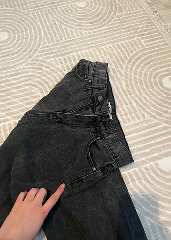 Gri Bol Kesim Kadın Kot Pantolon - Görsel 7