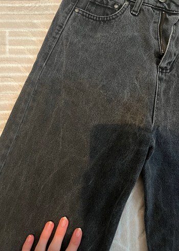 Gri Bol Kesim Kadın Kot Pantolon - Görsel 3