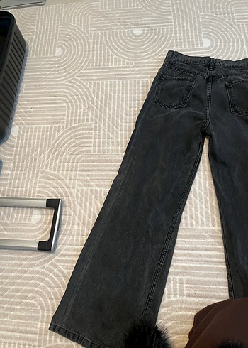 Gri Bol Kesim Kadın Kot Pantolon - Görsel 8