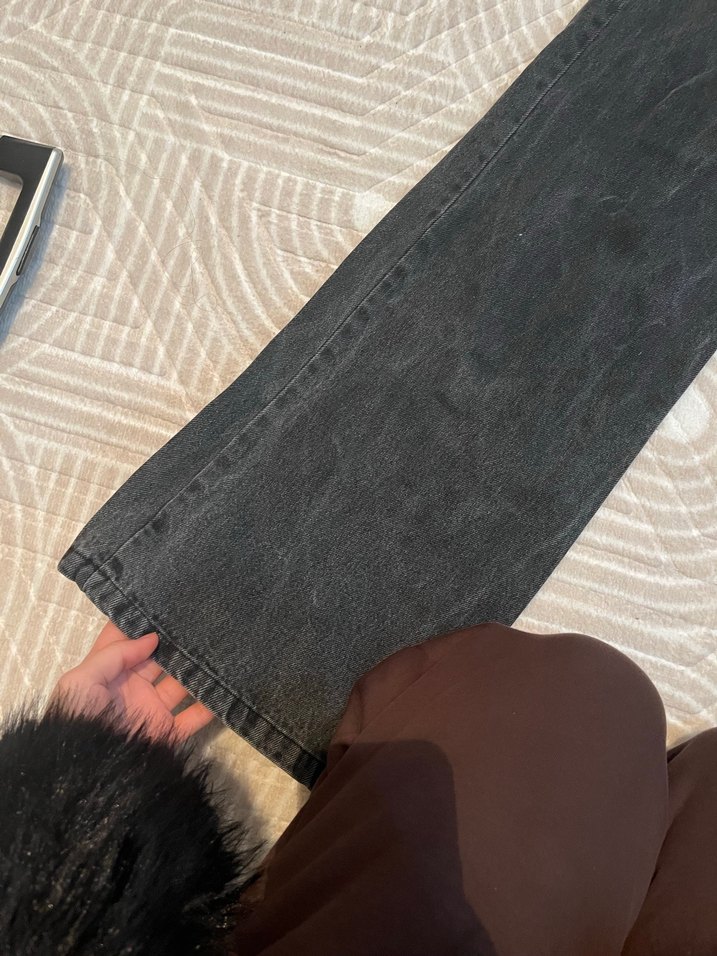 Gri Bol Kesim Kadın Kot Pantolon - Görsel 2