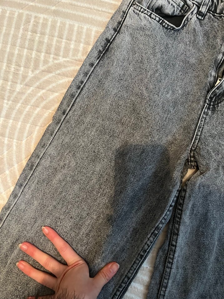 Gri Kadın Kot Pantolon - Görsel 3