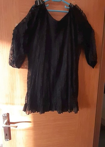 Dantel Detaylı Siyah Uzun Kollu Bluz - Görsel 6