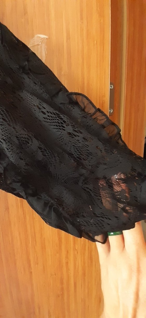 Dantel Detaylı Siyah Uzun Kollu Bluz - Görsel 5