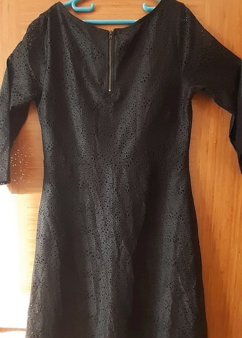 Dantel Detaylı Siyah Midi Kadın Tunik,elbise. - Görsel 5