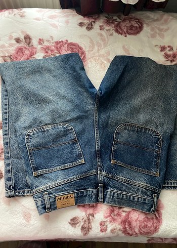 Düğmeli Gri Mavi Batik Kadın Kot Pantolon - Görsel 2