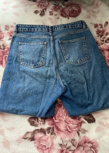 Kadın Mavi Bol Kesim Midi Kot Pantolon - Görsel 2