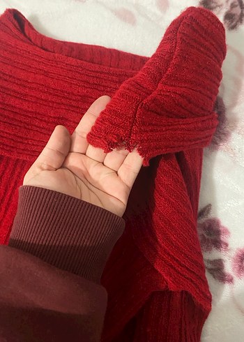 Kırmızı Kadın Triko Mini Kazak - Görsel 2