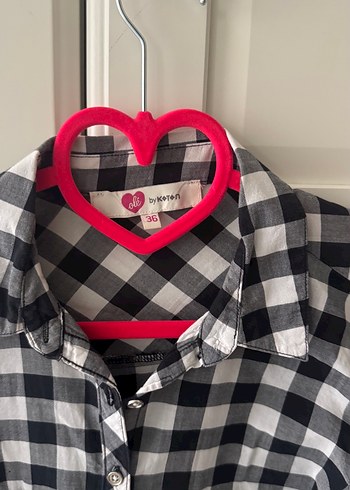 Siyah beyaz Kareli Kadın Gömlek - Görsel 3