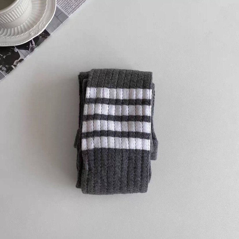 Gri Çizgili Örgü Midi Tayt - Görsel 5