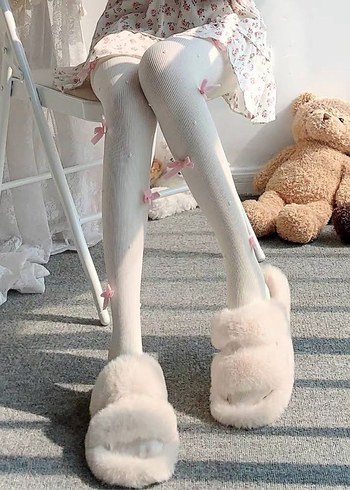 Nakışlı krem Triko Midi Tayt - Görsel 3