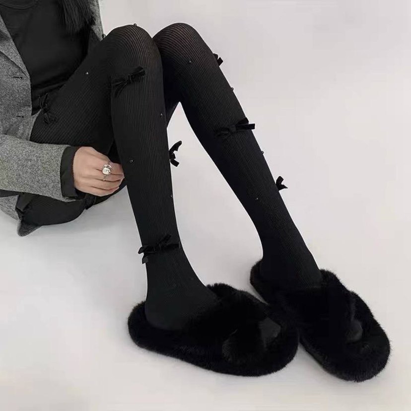 Nakışlı Pilili Siyah Gotik Tayt - Görsel 2