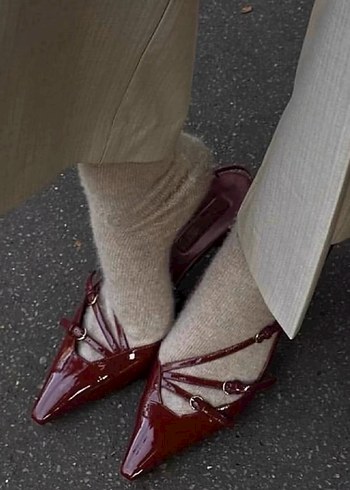 37 Beden bordo Renk Bordo Deri Stiletto