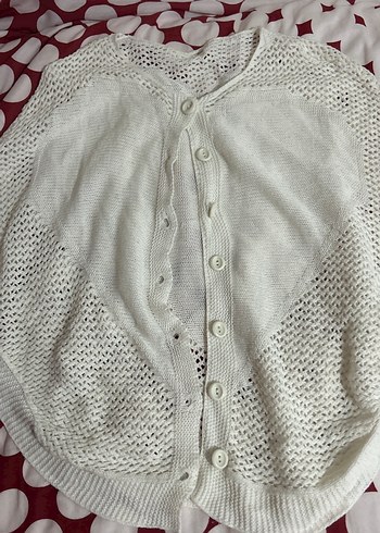 Beyaz Örgü Bohem Kadın Hırka - Görsel 2