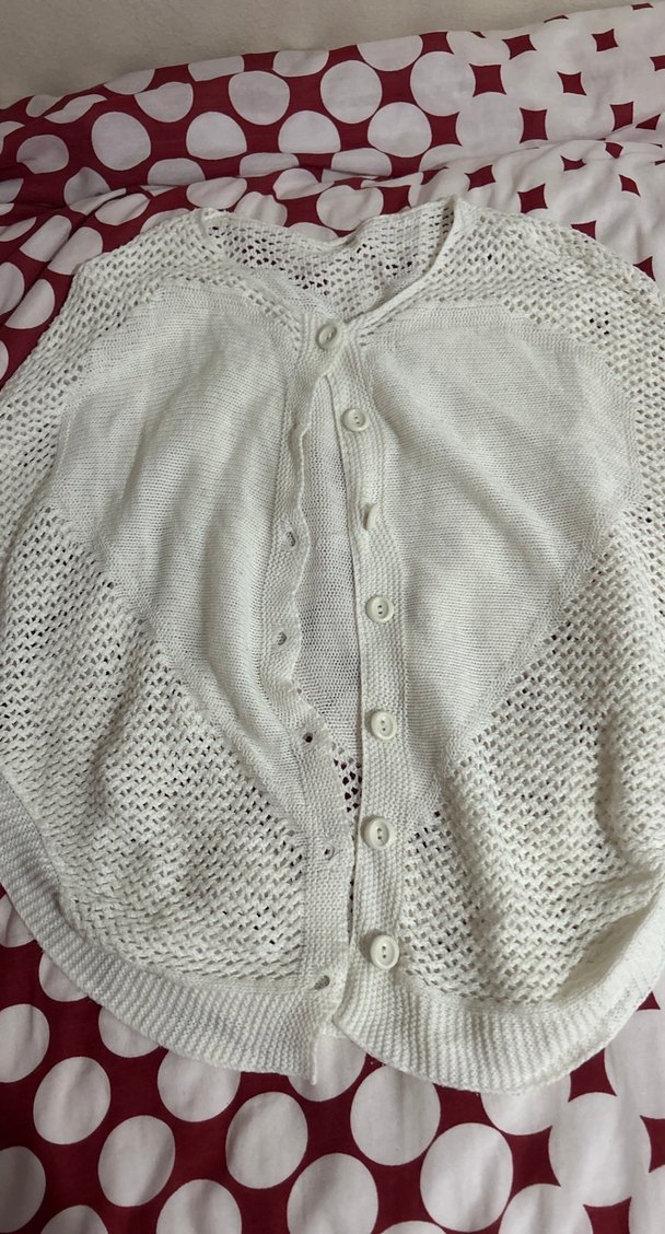 Beyaz Örgü Bohem Kadın Hırka - Görsel 2