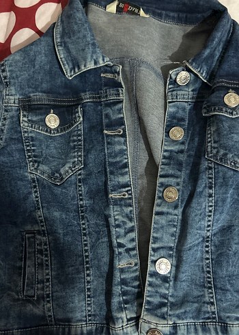 Düğmeli Mavi Kadın Denim Ceket - Görsel 2